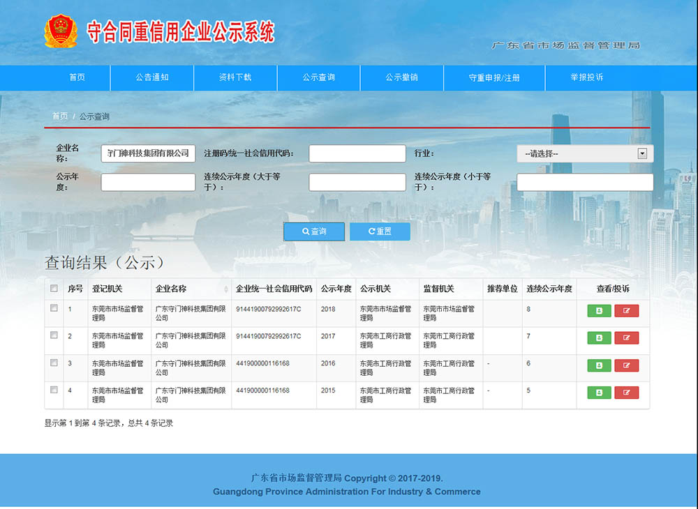 廣東守門神科技集團(tuán)連續(xù)8年獲得“廣東省守合同重信用企業(yè)”稱號